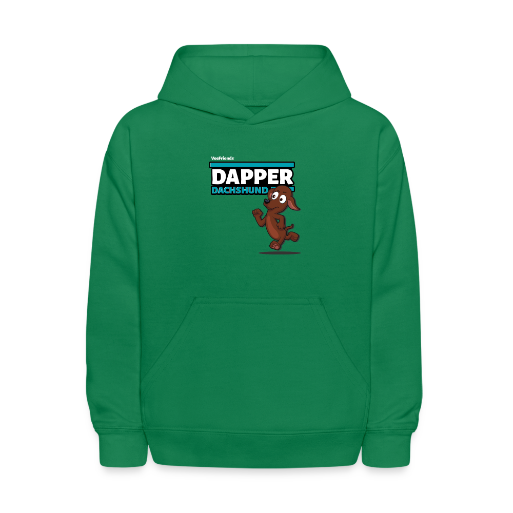 Dapper Dachshund Character Comfort Kids Hoodie - kelly green