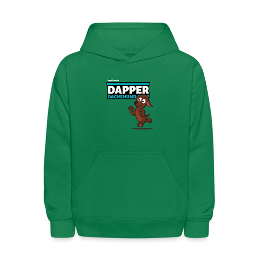 Dapper Dachshund Character Comfort Kids Hoodie - kelly green