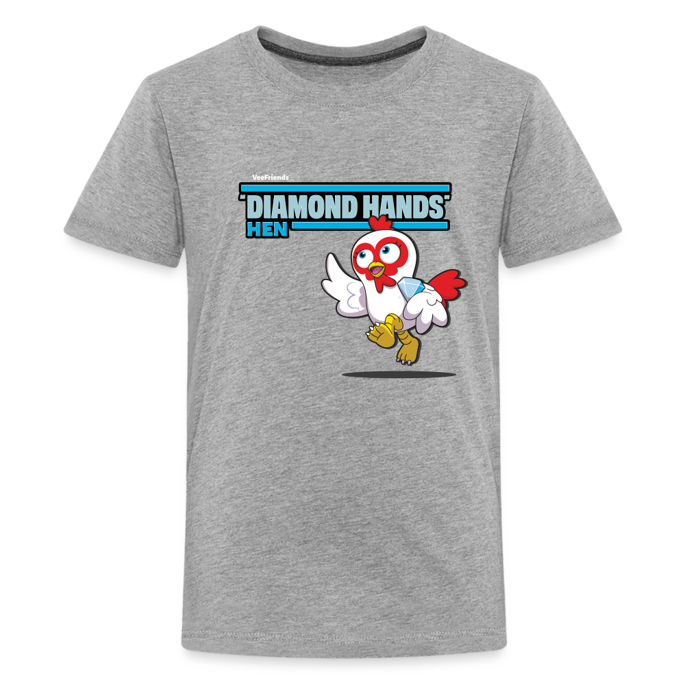 "Diamond Hands" Hen Character Comfort Kids Tee - heather gray