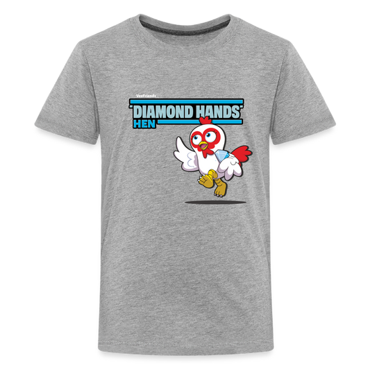 "Diamond Hands" Hen Character Comfort Kids Tee - heather gray