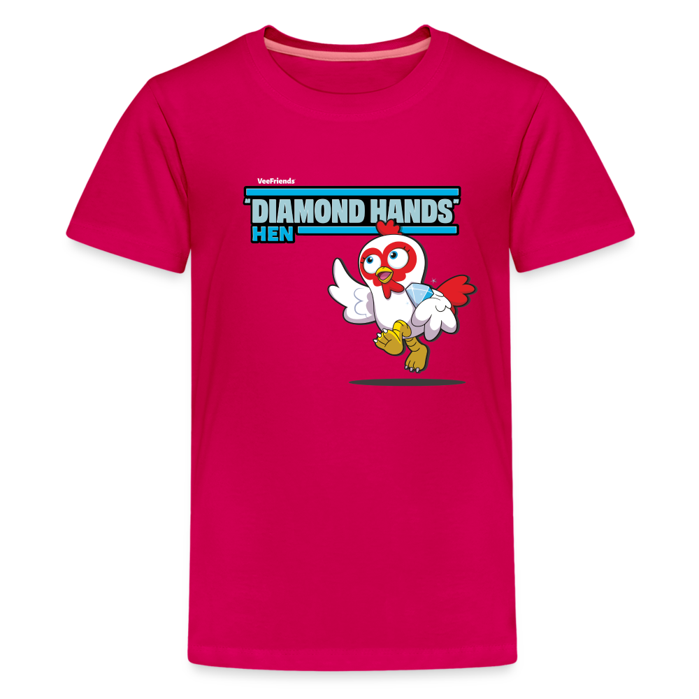 "Diamond Hands" Hen Character Comfort Kids Tee - dark pink