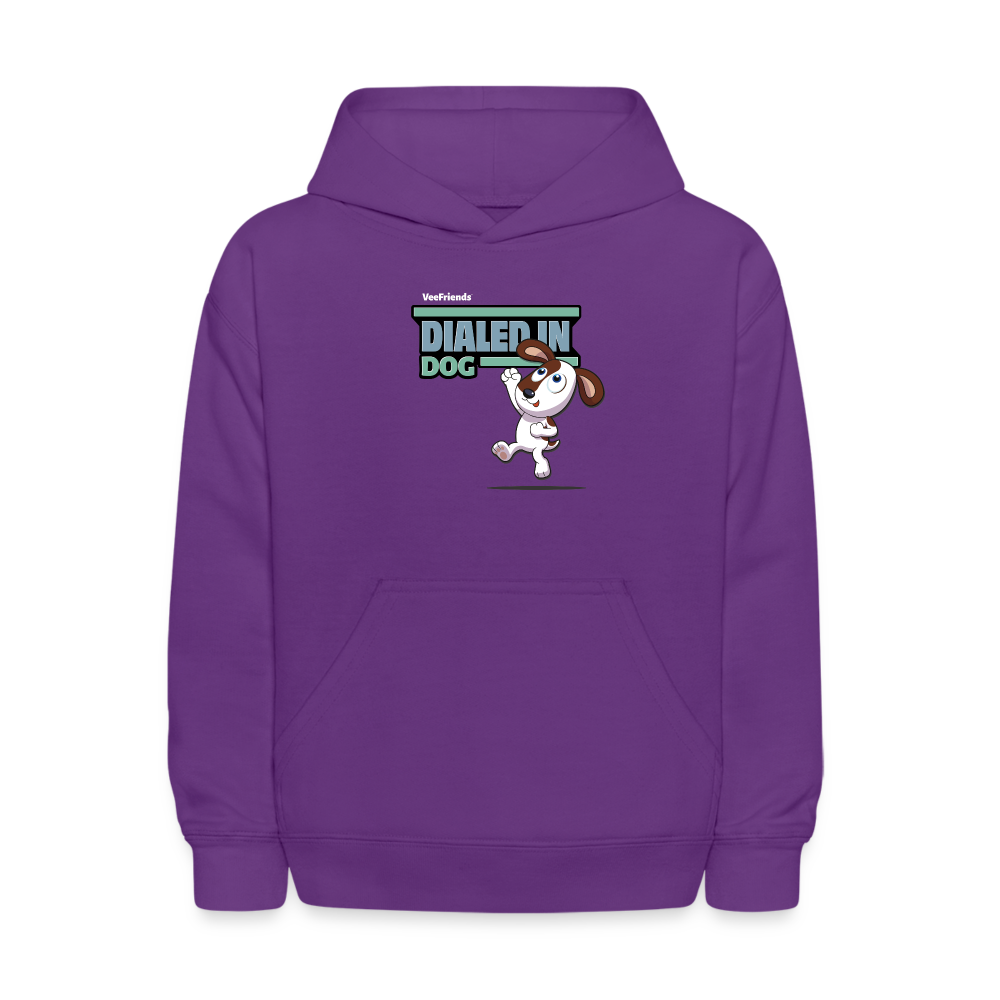 Dialed In Dog Character Comfort Kids Hoodie - purple