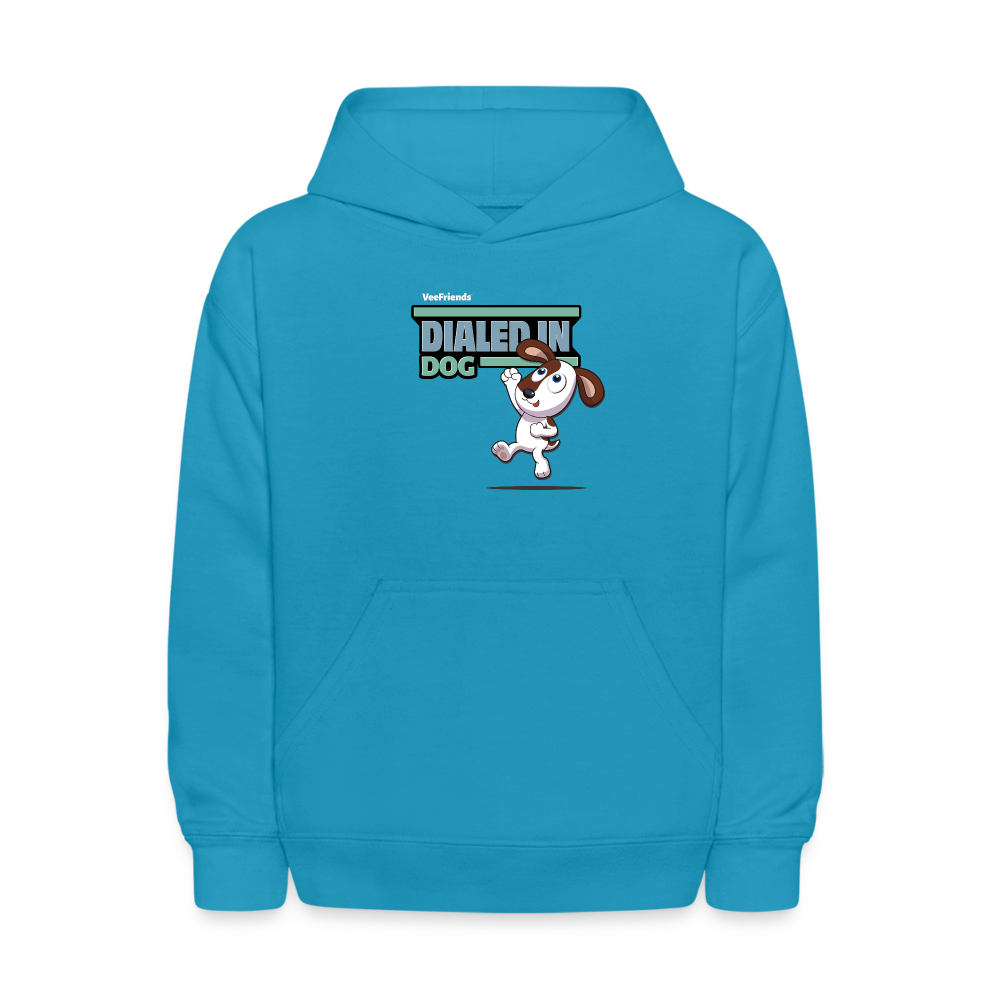 Dialed In Dog Character Comfort Kids Hoodie - turquoise