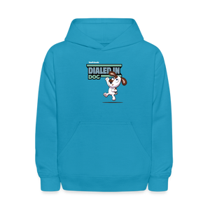 Dialed In Dog Character Comfort Kids Hoodie - turquoise
