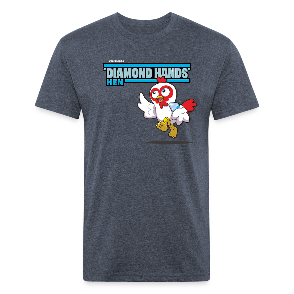 "Diamond Hands" Hen Character Comfort Adult Tee - heather navy