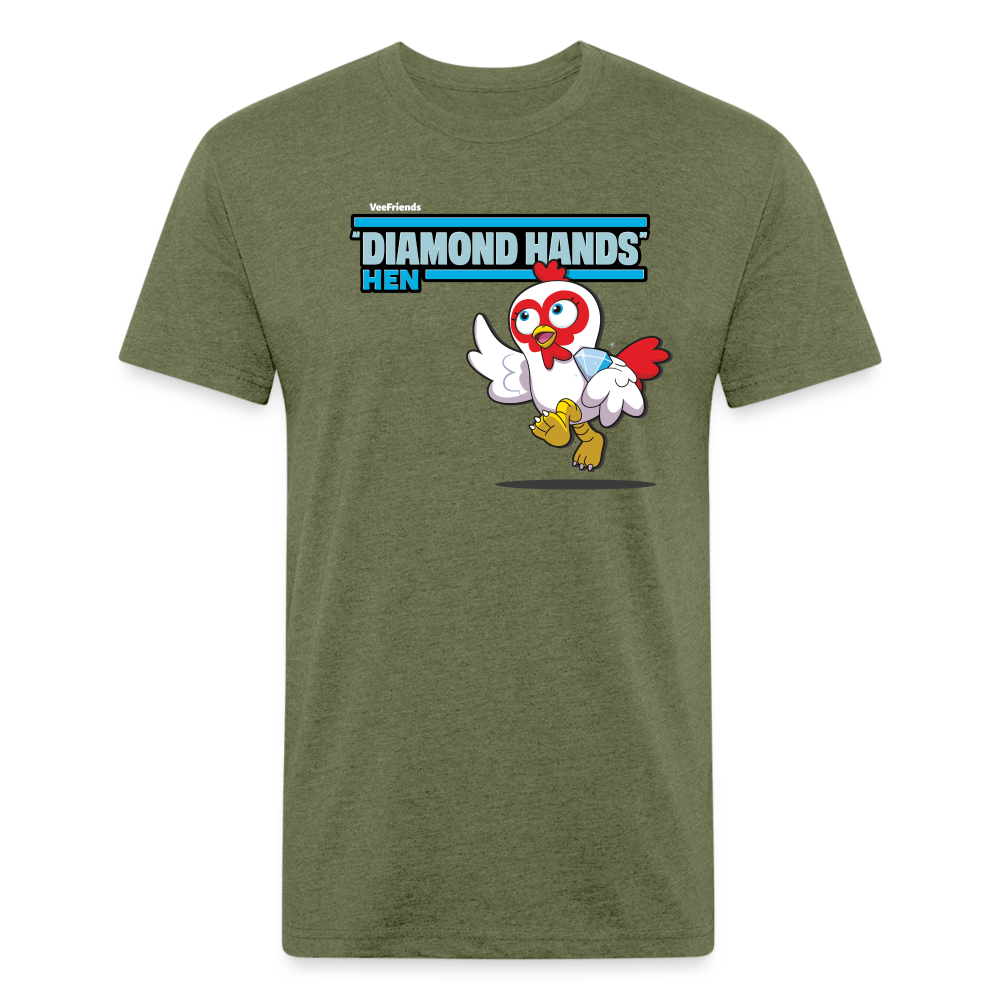 "Diamond Hands" Hen Character Comfort Adult Tee - heather military green