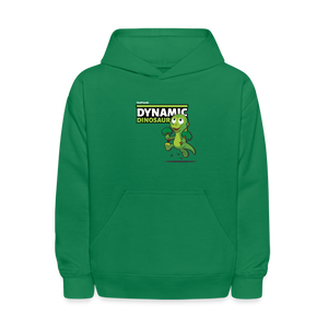 Dynamic Dinosaur Character Comfort Kids Hoodie - kelly green