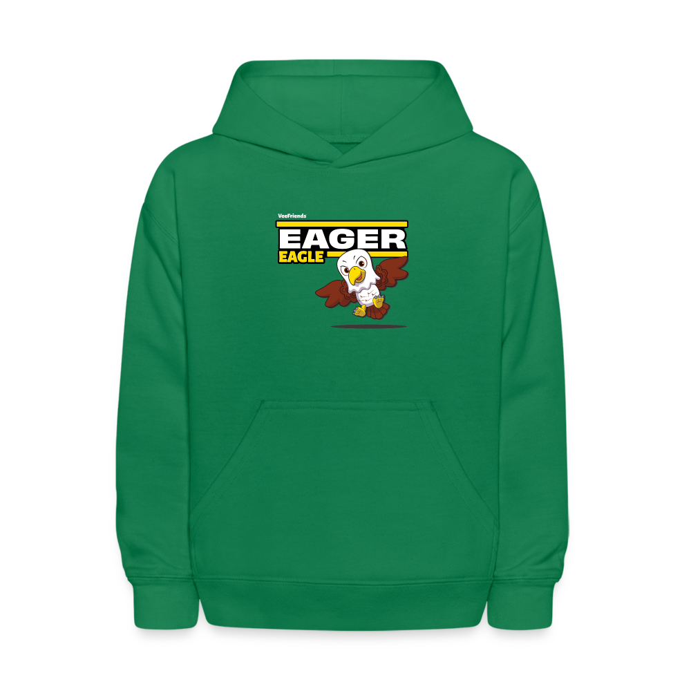 Eager Eagle Character Comfort Kids Hoodie - kelly green