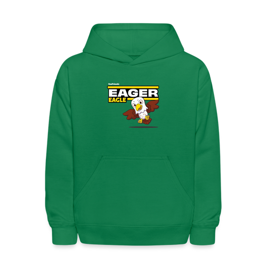 Eager Eagle Character Comfort Kids Hoodie - kelly green