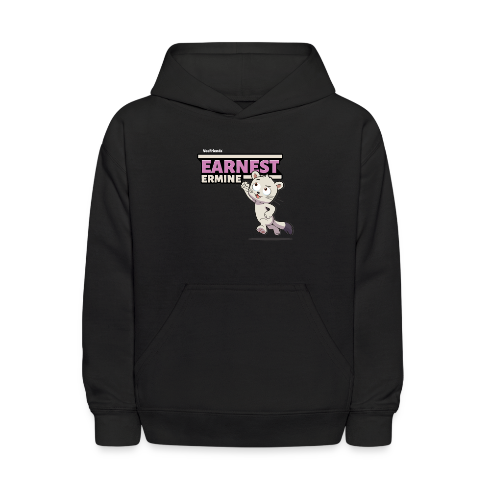 Earnest Ermine Character Comfort Kids Hoodie - black