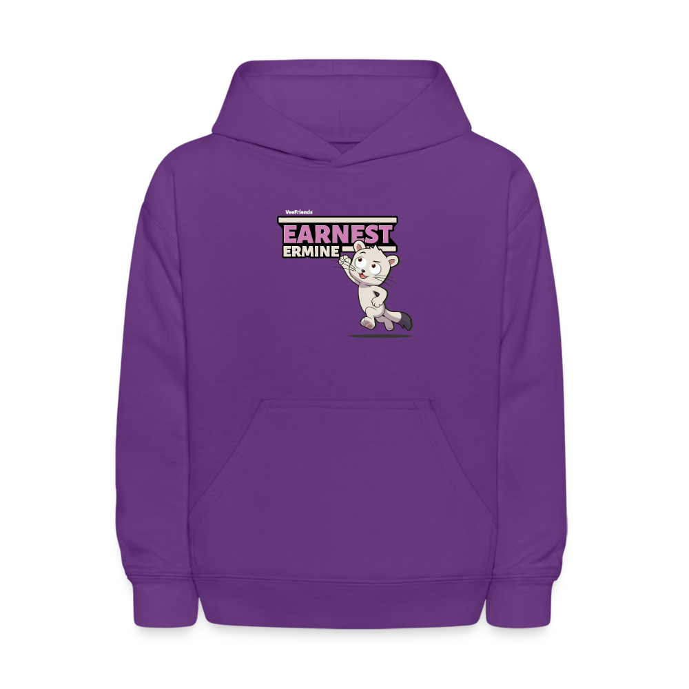 Earnest Ermine Character Comfort Kids Hoodie - purple