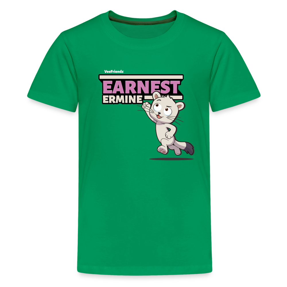 Earnest Ermine Character Comfort Kids Tee - kelly green