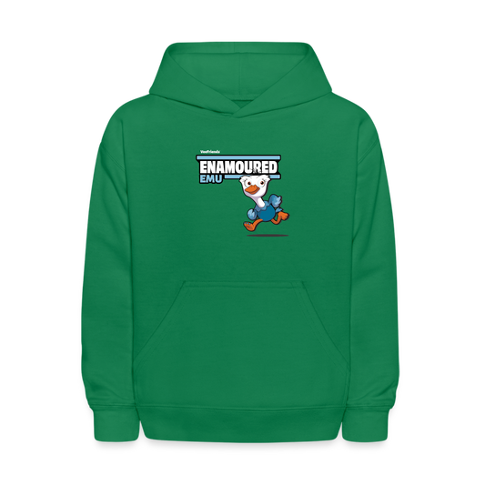 Enamoured Emu Character Comfort Kids Hoodie - kelly green