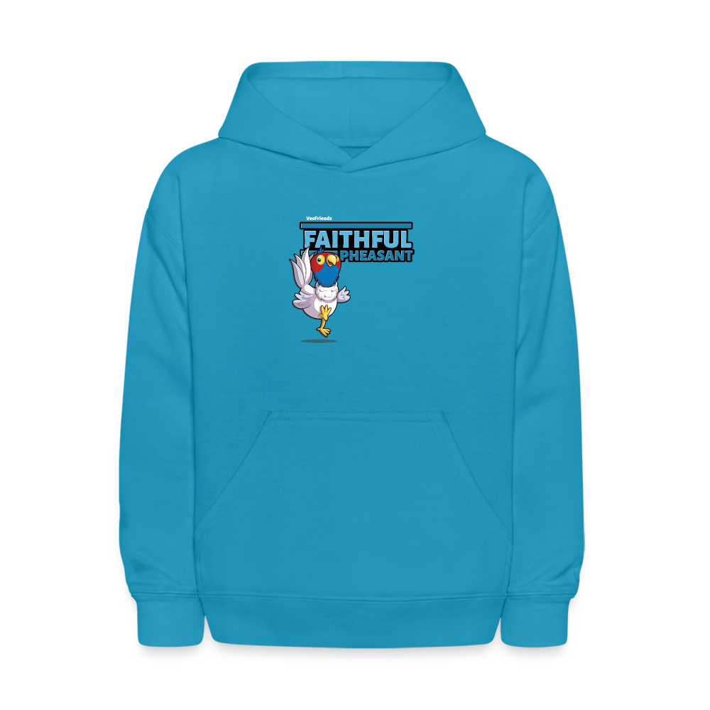 Faithful Pheasant Character Comfort Kids Hoodie - turquoise