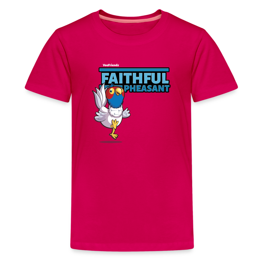 Faithful Pheasant Character Comfort Kids Tee - dark pink