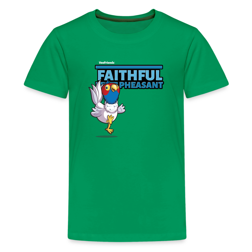 Faithful Pheasant Character Comfort Kids Tee - kelly green