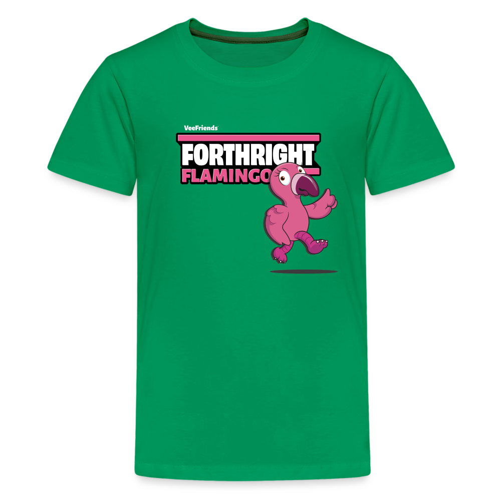 Forthright Flamingo Character Comfort Kids Tee - kelly green