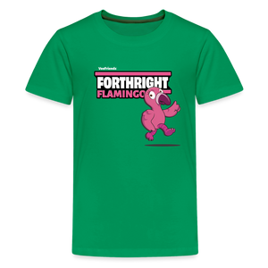 Forthright Flamingo Character Comfort Kids Tee - kelly green