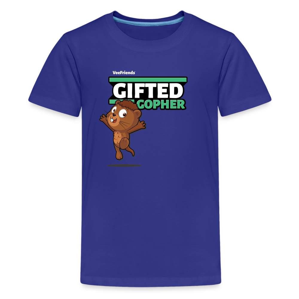 Gifted Gopher Character Comfort Kids Tee - royal blue