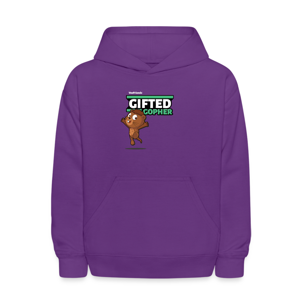 Gifted Gopher Character Comfort Kids Hoodie - purple