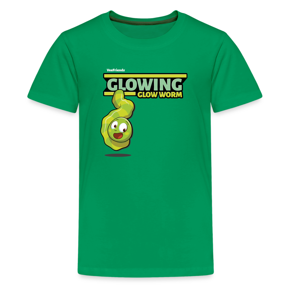 Glowing Glow Worm Character Comfort Kids Tee - kelly green