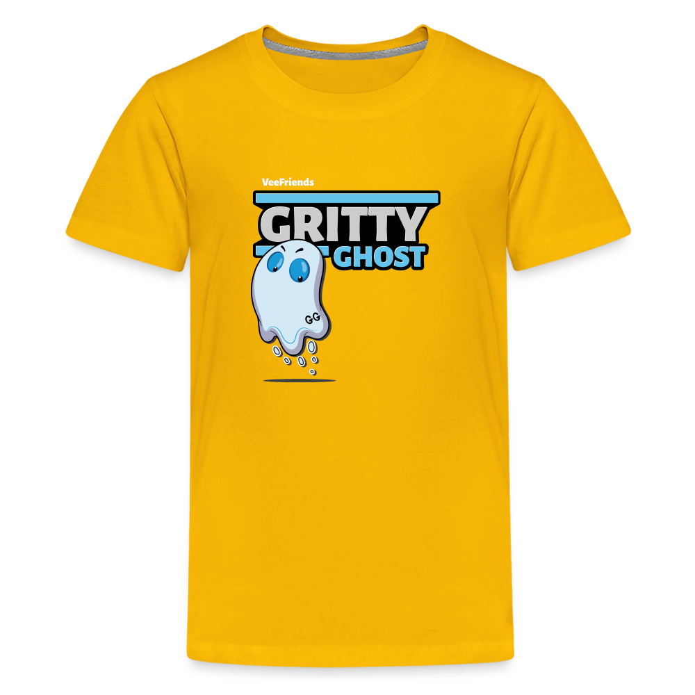 Gritty Ghost Character Comfort Kids Tee - sun yellow