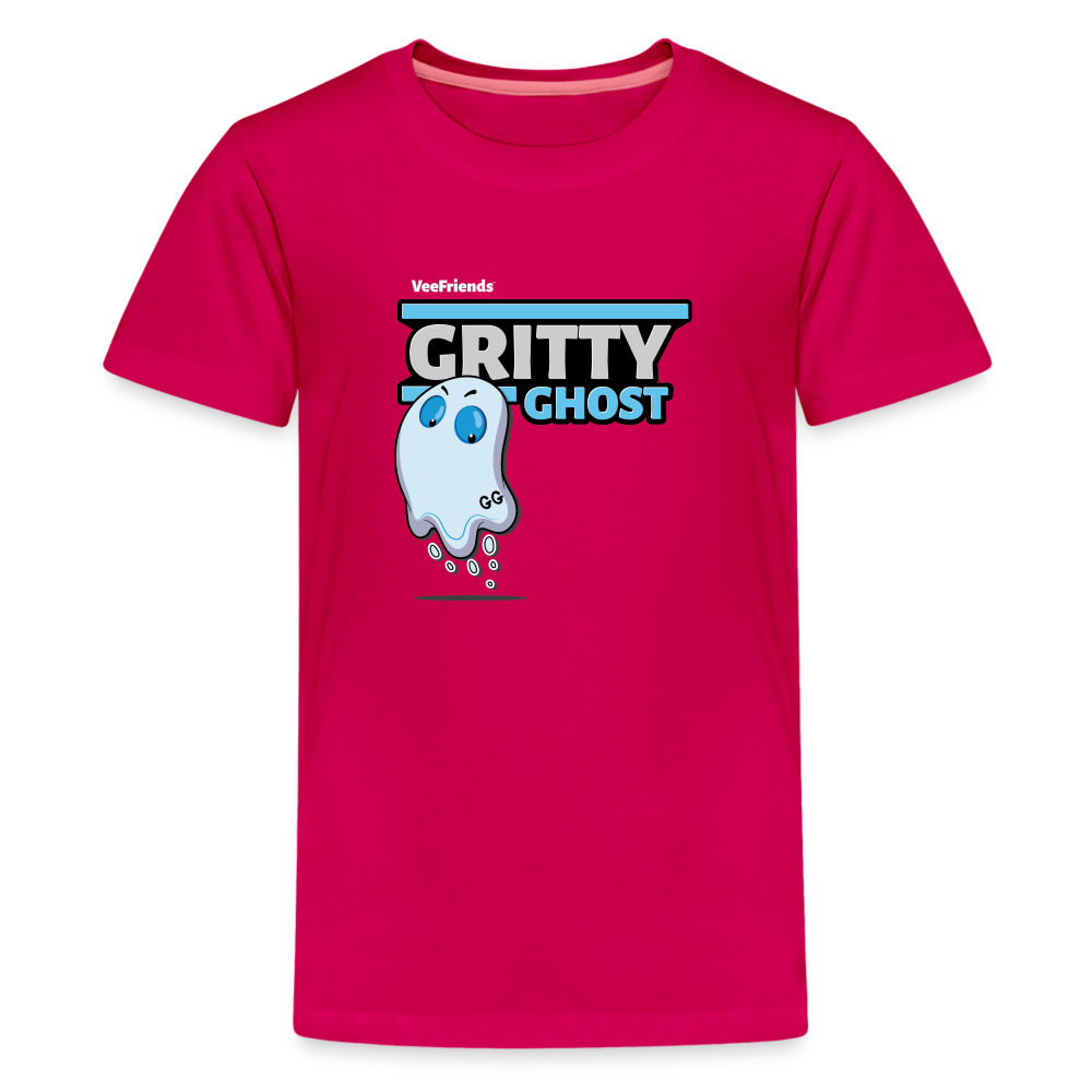 Gritty Ghost Character Comfort Kids Tee - dark pink