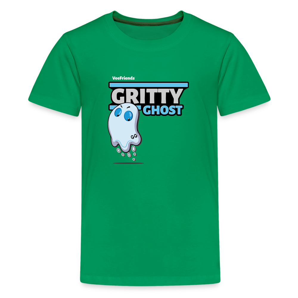 Gritty Ghost Character Comfort Kids Tee - kelly green