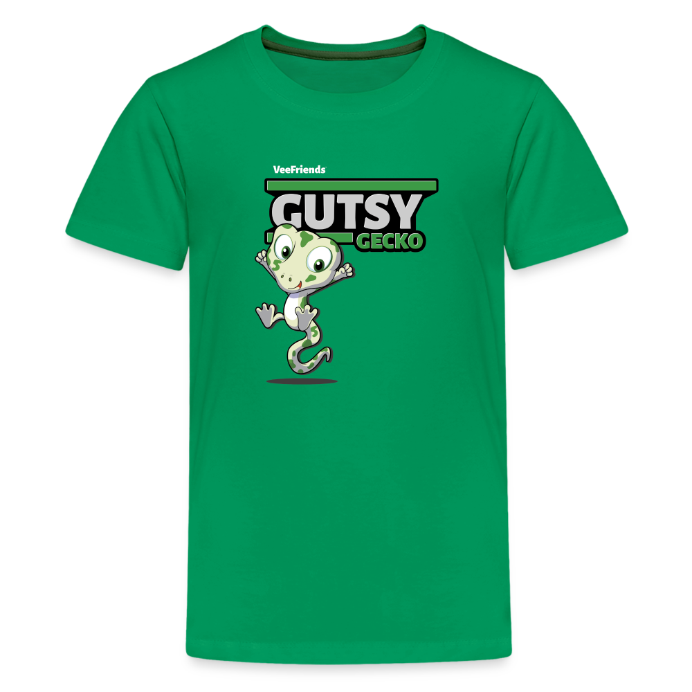 Gutsy Gecko Character Comfort Kids Tee - kelly green
