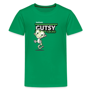 Gutsy Gecko Character Comfort Kids Tee - kelly green