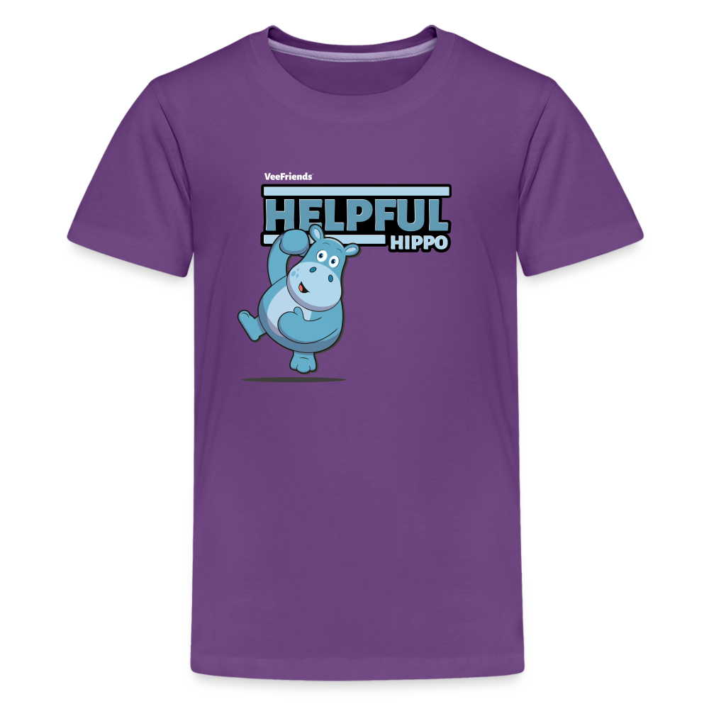 Helpful Hippo Character Comfort Kids Tee - purple