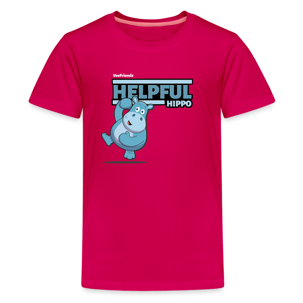 Helpful Hippo Character Comfort Kids Tee - dark pink