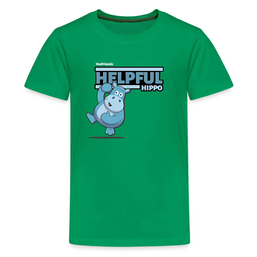 Helpful Hippo Character Comfort Kids Tee - kelly green