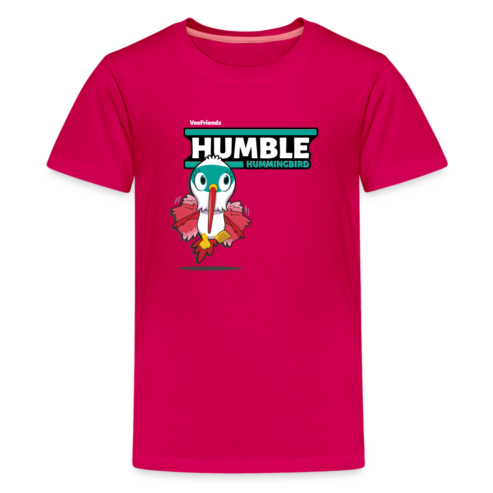 Humble Hummingbird Character Comfort Kids Tee - dark pink