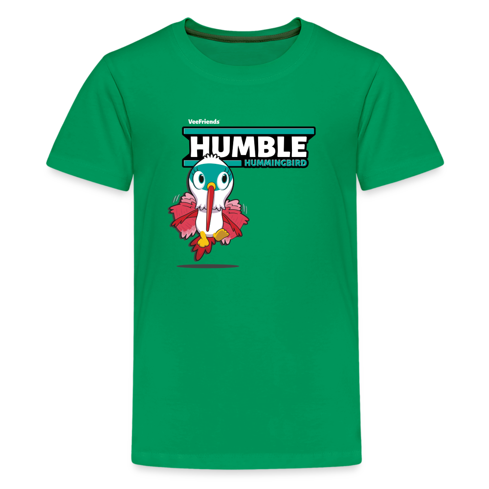 Humble Hummingbird Character Comfort Kids Tee - kelly green