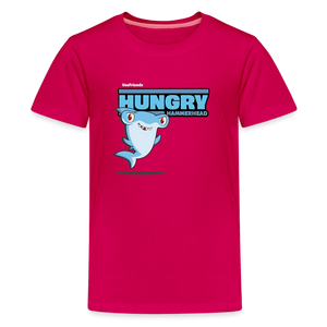 Hungry Hammerhead Character Comfort Kids Tee - dark pink