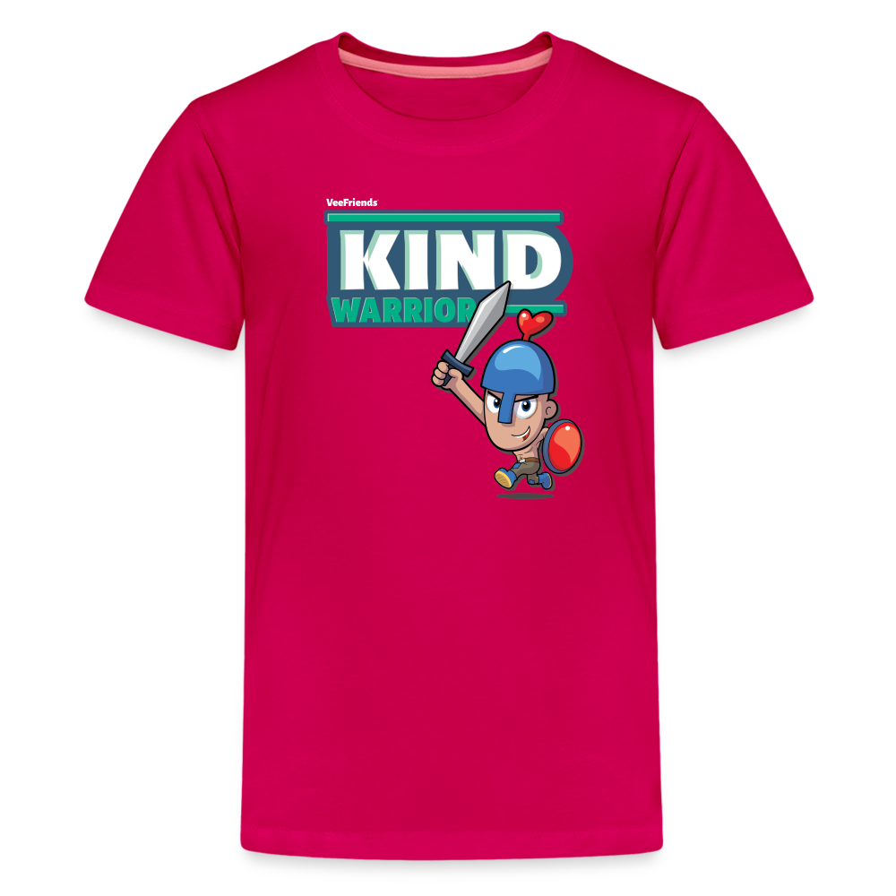 Kind-Warrior Character Comfort Kids Tee - dark pink