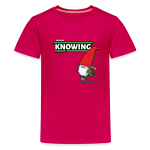 Knowing Gnome Character Comfort Kids Tee - dark pink