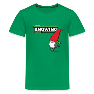 Knowing Gnome Character Comfort Kids Tee - kelly green