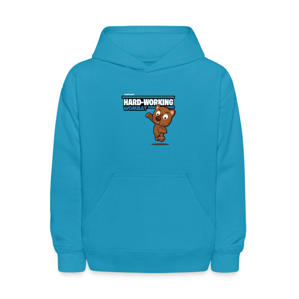 Hard-Working Wombat Character Comfort Kids Hoodie - turquoise