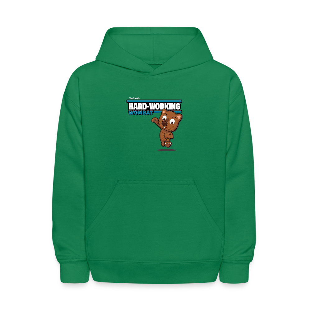 Hard-Working Wombat Character Comfort Kids Hoodie - kelly green