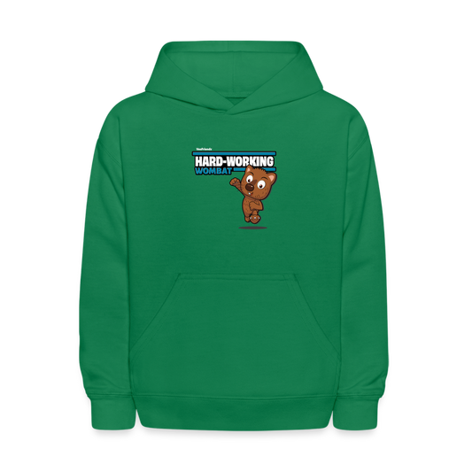 Hard-Working Wombat Character Comfort Kids Hoodie - kelly green