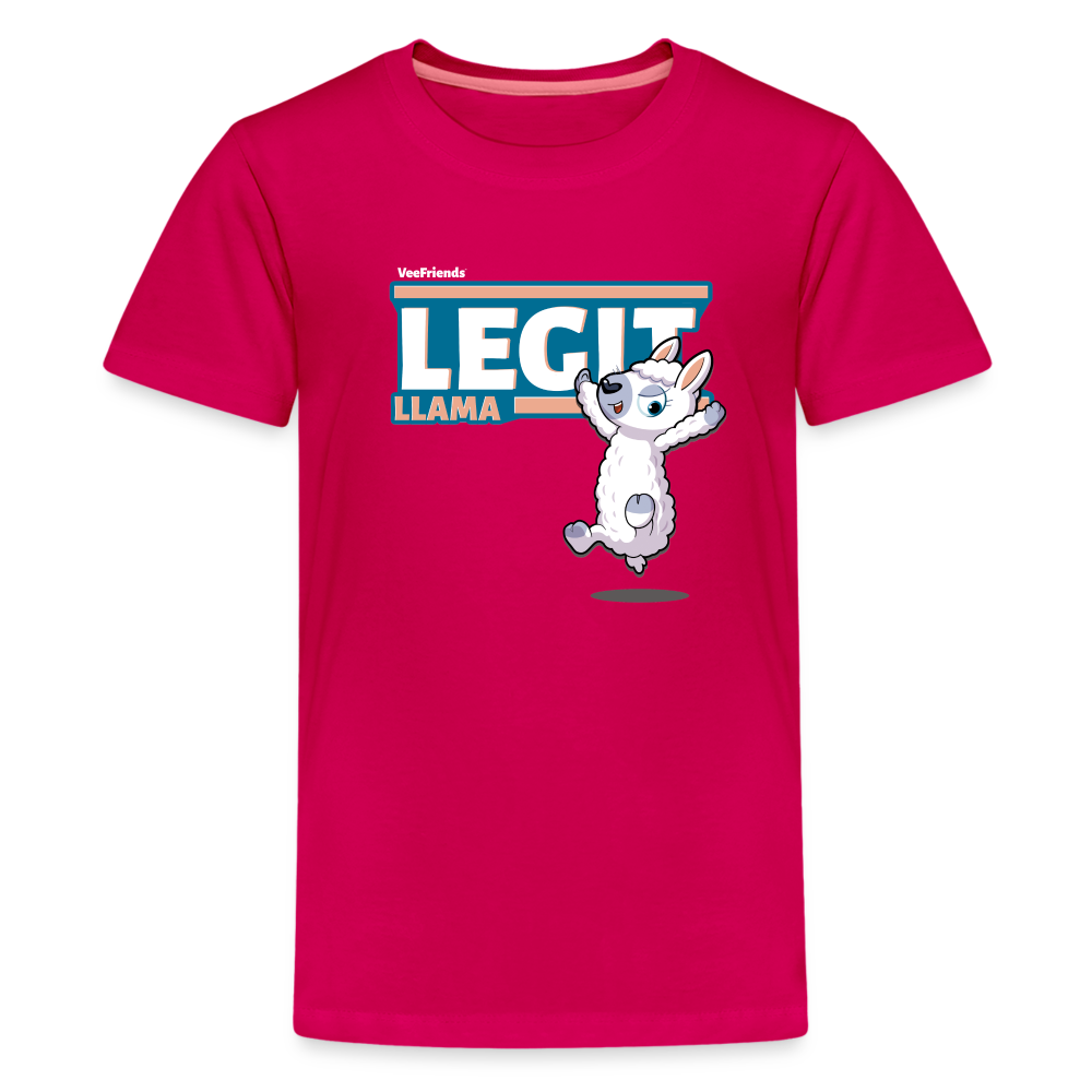 Legit Llama Character Comfort Kids Tee - dark pink