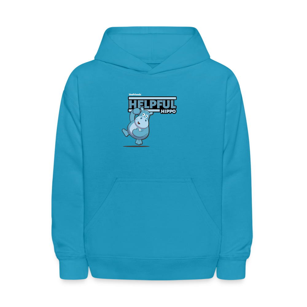 Helpful Hippo Character Comfort Kids Hoodie - turquoise