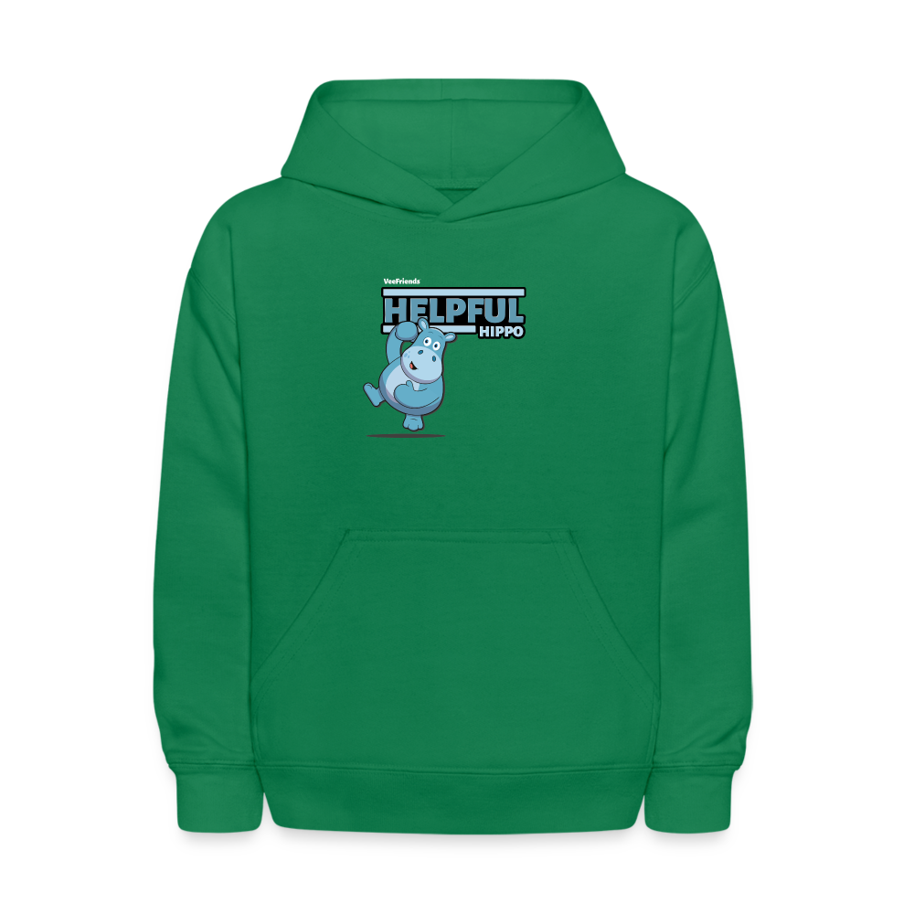 Helpful Hippo Character Comfort Kids Hoodie - kelly green