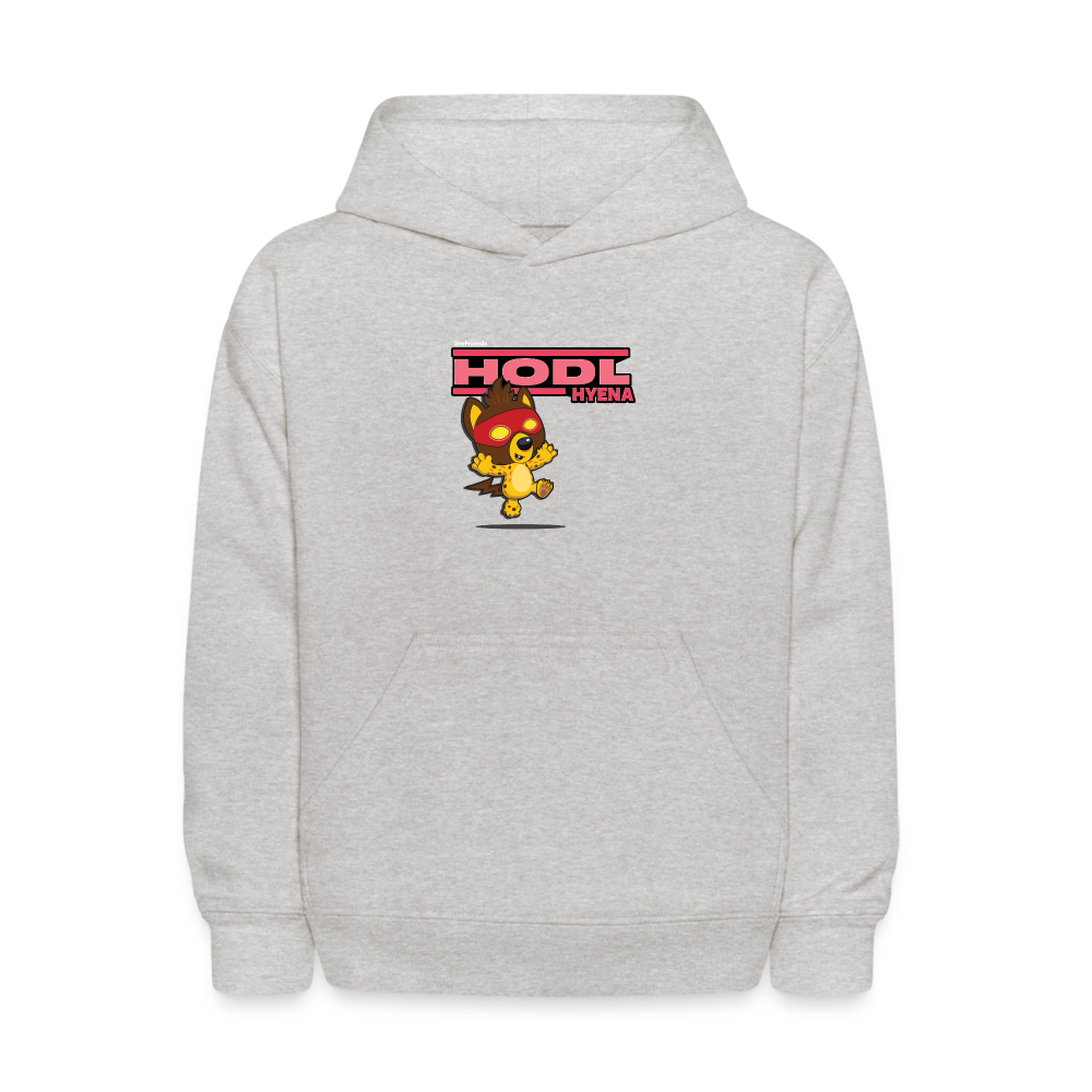 Hodl Hyena Character Comfort Kids Hoodie - heather gray