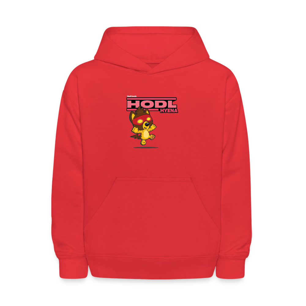 Hodl Hyena Character Comfort Kids Hoodie - red