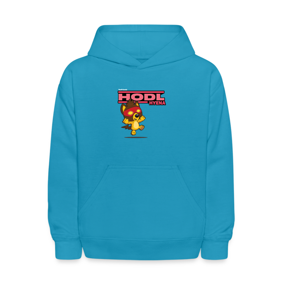 Hodl Hyena Character Comfort Kids Hoodie - turquoise