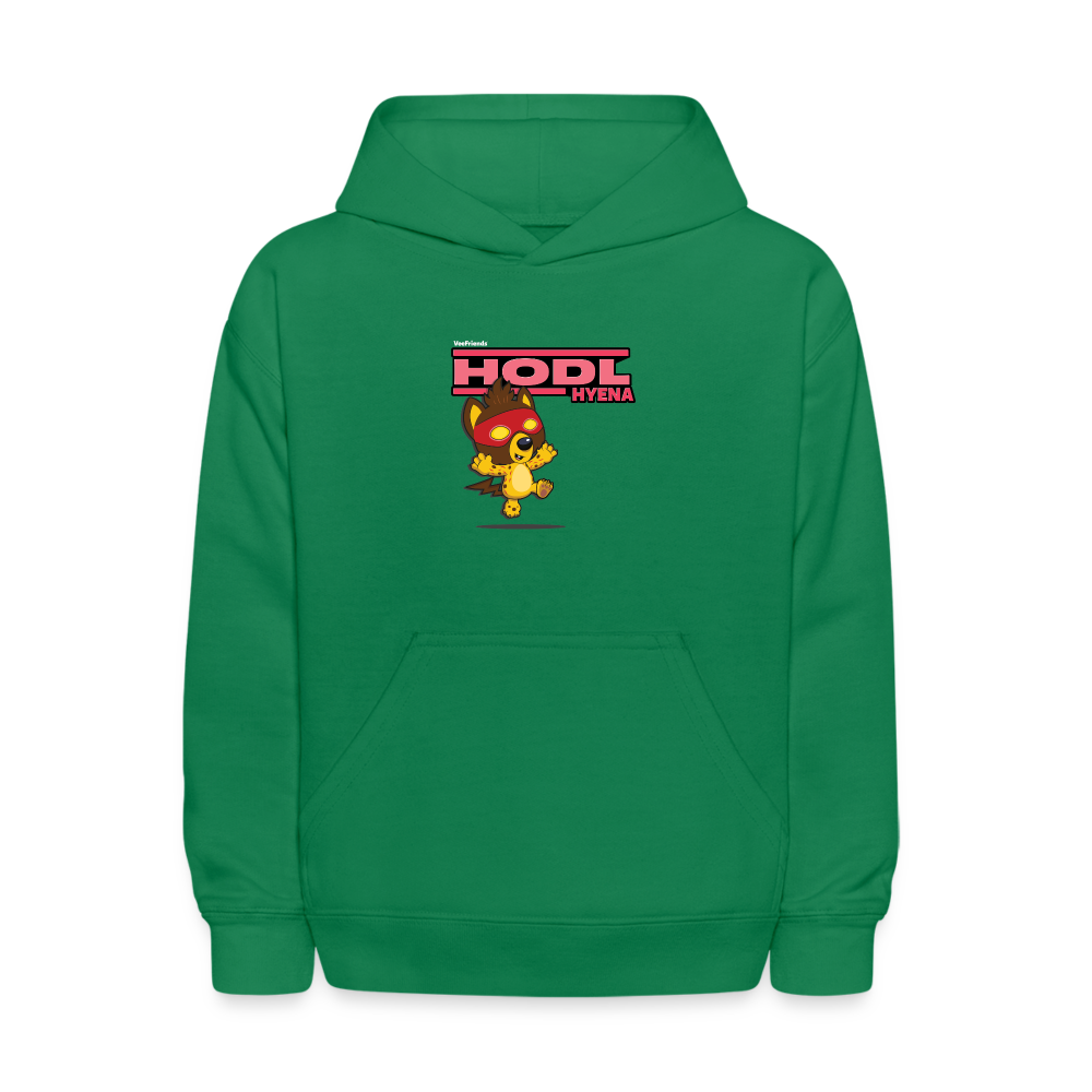 Hodl Hyena Character Comfort Kids Hoodie - kelly green