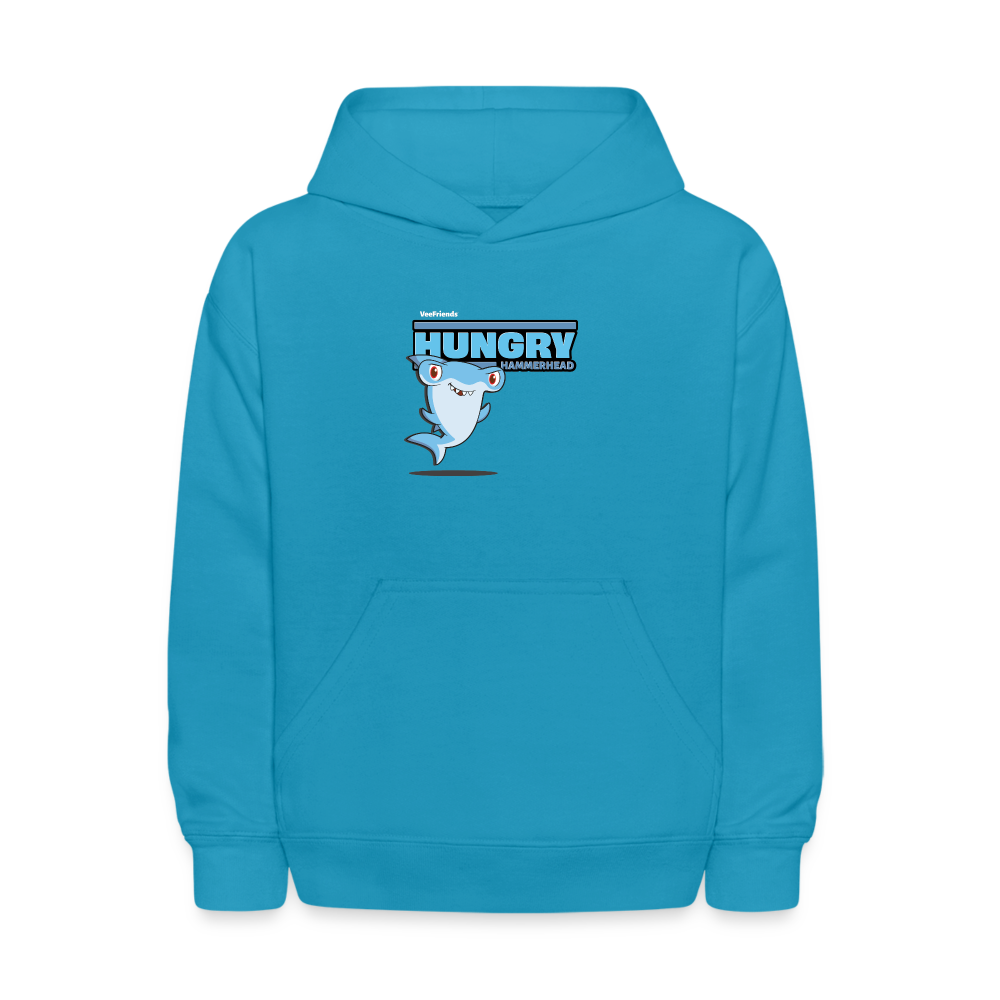 Hungry Hammerhead Character Comfort Kids Hoodie - turquoise